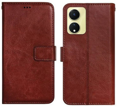 Loopee Flip Cover for Oppo A58 5G(Brown, Dual Protection, Pack of: 1)