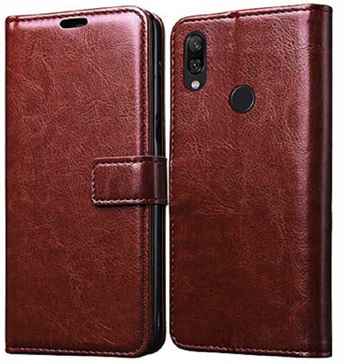 CaseTrendz Flip Cover for Redmi Note 7 Pro Wallet Design Double Stiched with stand(Brown, Dual Protection, Pack of: 1)