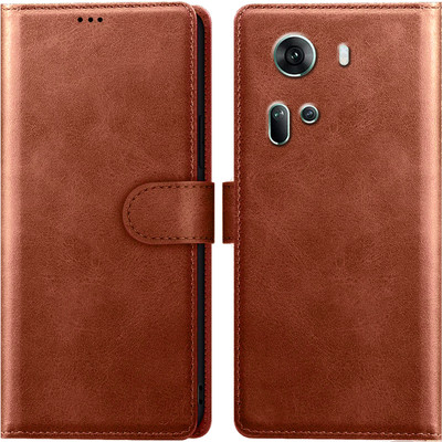 Roxel Flip Cover for Oppo Reno 11 5G |Vegan PU Leather |Foldable Stand & Pocket |Magnetic Closure(Brown, Dual Protection, Pack of: 1)