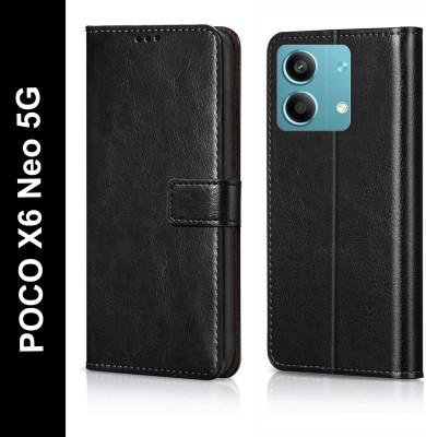 Cockcrow Flip Cover for POCO X6 Neo 5G(Black, Shock Proof, Pack of: 1)