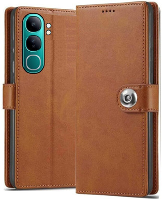GLADLY Flip Cover for Vivo Y300 5G, Vivo V40 Lite 5G(Brown, Dual Protection)