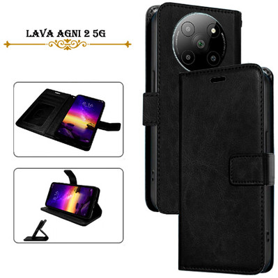 PARGO Flip Cover for Lava Agni 2 5G(Black, Pack of: 1)