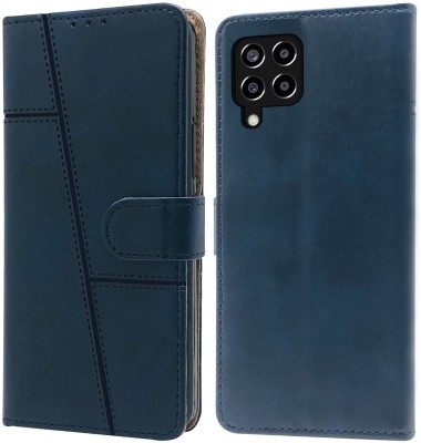 spaziogold Flip Cover for Samsung Galaxy M53 5G(Premium Leather Material | 360-Degree Protection | Built-in Stand)(Blue, Dual Protection, Pack of: 1)