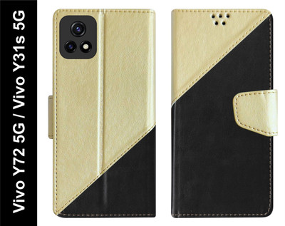SBMS Flip Cover for Vivo Y72 5G / Vivo Y31s 5G Back Cover Case with Magnatic Closure(Black, Shock Proof, Pack of: 1)