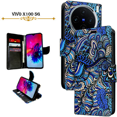 SALGO Flip Cover for Vivo X100 5G(Blue, Pack of: 1)
