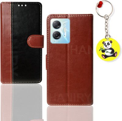 HANIRY Flip Cover for Infinix Hot 30 5G flip cover | X6832 flip case | Free Panda Keychain | Black-Brown(Brown, Magnetic Case, Pack of: 1)