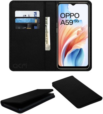 ACM Flip Cover for Oppo A59 5G 2023(Black, Cases with Holder, Pack of: 1)