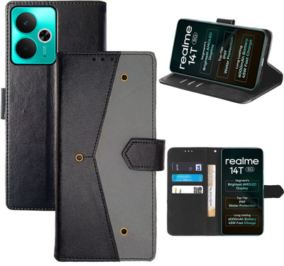 Aaghosh Flip Cover for Realme 14T 5G(Black, Shock Proof, Pack of: 1)