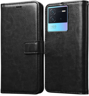 Casotec Flip Cover for iQOO Neo 6 5G(Black, Pack of: 1)