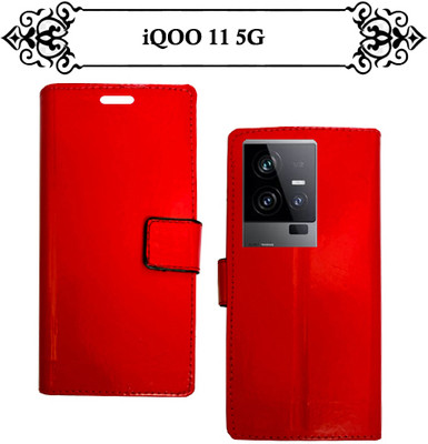 Asmart Flip Cover for iQOO 11 5G(Red, Pack of: 1)