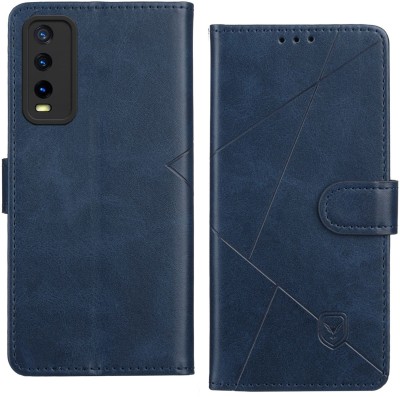 VIOK Flip Cover for Vivo Y20A | PU Leather | Foldable Stand & Pocket | Magnetic Closure(Blue, Card Holder, Pack of: 1)