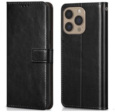 AKSP Flip Cover for Apple iphone 14 Pro Max Leather Finish(Black, Magnetic Case, Pack of: 1)