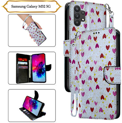 Asmart Flip Cover for Samsung Galaxy M32 5G(White, Pack of: 1)
