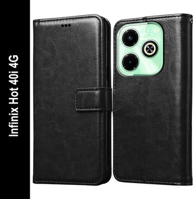 Casotec Flip Cover for Infinix Hot 40i 4G(Black, Pack of: 1)
