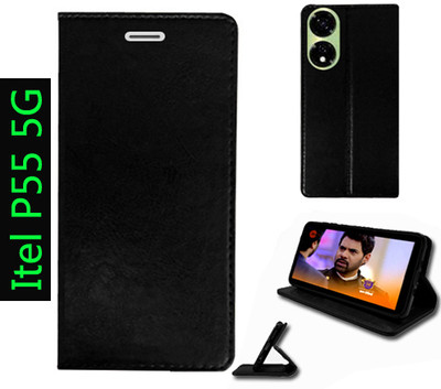 Toklot Flip Cover for Itel P55 5G(Black, Pack of: 1)