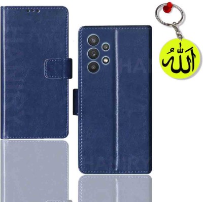 HANIRY Flip Cover for Samsung M32 5G flip case | SM-M326B flip cover | Free Allah Keychain | Blue(Blue, Magnetic Case, Pack of: 1)