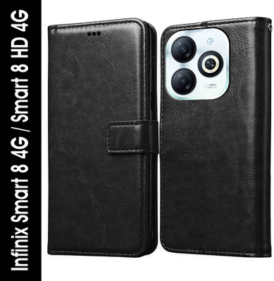 Casotec Flip Cover for Infinix Smart 8 4G / Smart 8 HD 4G(Black, Pack of: 1)