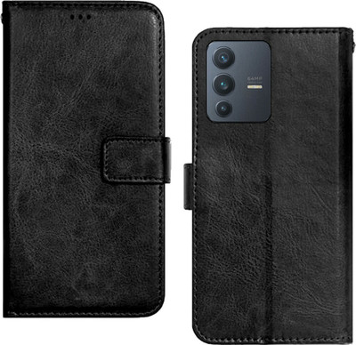 Juberous Flip Cover for Vivo V23 Pro 5G(Black, Dual Protection, Pack of: 1)