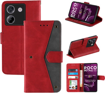 Autofocus Flip Cover for Poco M7 Pro 5G(Red, Camera Bump Protector, Pack of: 1)