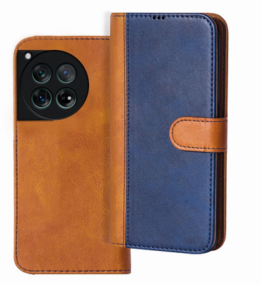 Knotyy Flip Cover for OnePlus 12R 5G(Blue, Brown, Dual Protection, Pack of: 1)