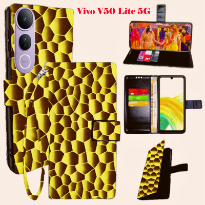 SHANNO Flip Cover for Vivo V50 Lite 5G(Yellow, Pack of: 1)