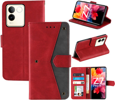 Autofocus Flip Cover for iQOO Z7 Pro 5G(Red, Camera Bump Protector, Pack of: 1)