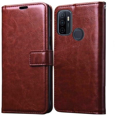Casesily Flip Cover for Oppo A53 5G Leather Wallet Case(Brown, Cases with Holder, Pack of: 1)