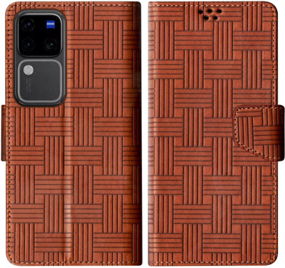 SBMS Flip Cover for Vivo V30 5G / Vivo V30 Pro 5G Back Cover Case with Magnatic Closure(Brown, Shock Proof, Pack of: 1)