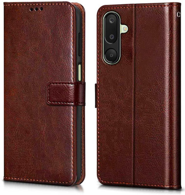 Ridhaniyaa Flip Cover for Samsung Galaxy F16 5G,Samsung Galaxy M16 5G(Brown, Dual Protection, Pack of: 1)