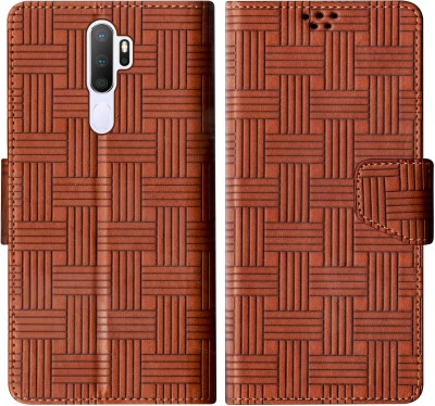 Telecase Flip Cover for Oppo A5 2020(Brown, Shock Proof, Pack of: 1)