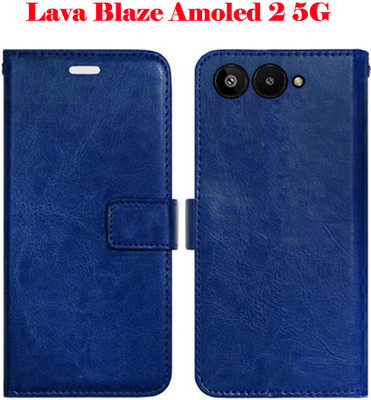 Vacko Flip Cover for Lava Blaze Amoled 2 5G(Blue, Pack of: 1)