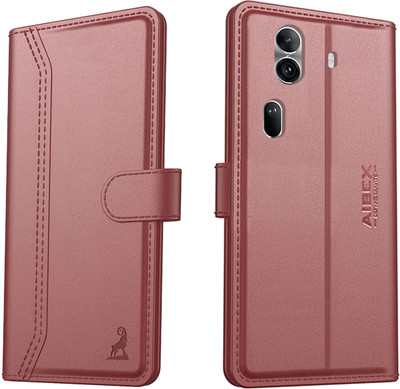 AIBEX Flip Cover for Oppo Reno 11 Pro 5G |Premium Leather Finish | Magnetic Closure | Kickstand Feature(Brown, Magnetic Case, Pack of: 1)