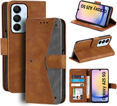 Unistuff Flip Cover for Samsung Galaxy A25 5G(Brown, Camera Bump Protector, Pack of: 1)