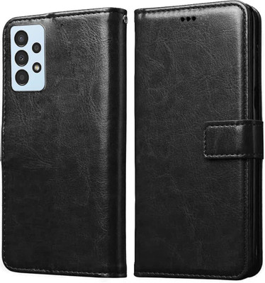 Caseworm Flip Cover for Samsung Galaxy A73 (5G) Leather Magnetic Vintage Wallet Case(Black, Dual Protection, Pack of: 1)