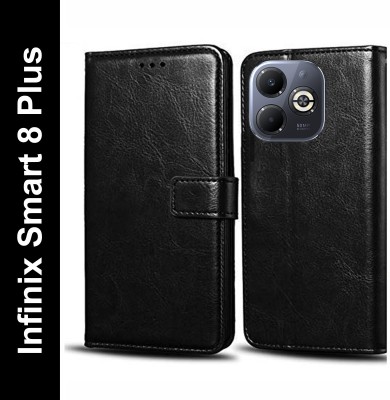 Turncoat Flip Cover for Infinix Smart 8 Plus(Black, Grip Case, Pack of: 1)