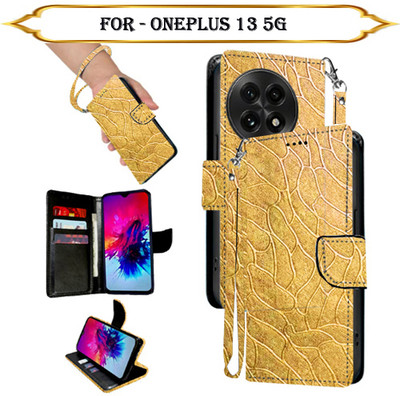 Cutemart Flip Cover for OnePlus 13 5G(Gold, Pack of: 1)