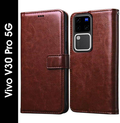 Casotec Flip Cover for Vivo V30 Pro 5G(Brown, Pack of: 1)
