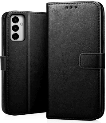NKARTA Flip Cover for Samsung Galaxy A14 5G Vintage Leather Wallet Case - Black(Black, Magnetic Case, Pack of: 1)