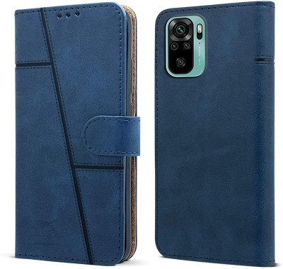 spaziogold Flip Cover for Redmi Note 10s(Premium Leather Material | 360-Degree Protection | Built-in Stand)(Blue, Dual Protection, Pack of: 1)