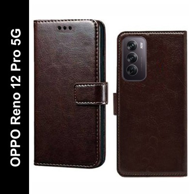 Turncoat Flip Cover for OPPO Reno 12 Pro 5G(Brown, Grip Case, Pack of: 1)