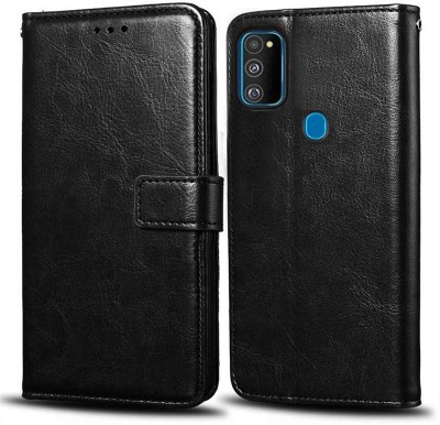 MOBILOVE Flip Cover for Samsung Galaxy M21 2021 Edition | M30s | M21 | Leather Finish With Magnetic Closer(Black, Dual Protection, Pack of: 1)