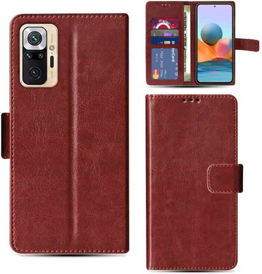 Kalua Mall Flip Cover for Redmi Note 10 Pro max phone flip cover | Redmi M2101K6I phone flip cover | Brown(Brown, Magnetic Case, Pack of: 1)
