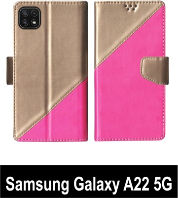 SScase Flip Cover for Samsung Galaxy A22 5G Multicolor(Pink, Shock Proof, Pack of: 1)