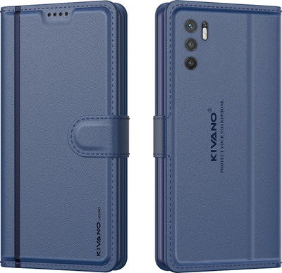 KIVANO LUXE Flip Cover for Redmi Note 10T 5G / Poco M3 Pro 5G(Blue, Magnetic Case, Pack of: 1)