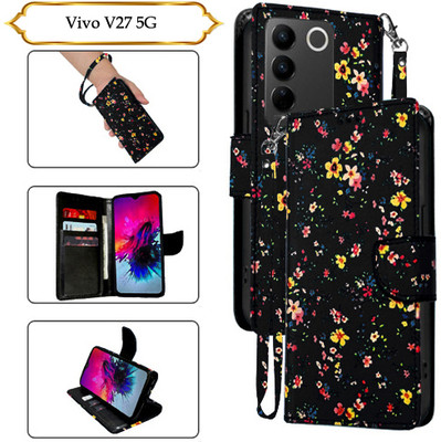 Asmart Flip Cover for Vivo V27 5G(Black, Pack of: 1)