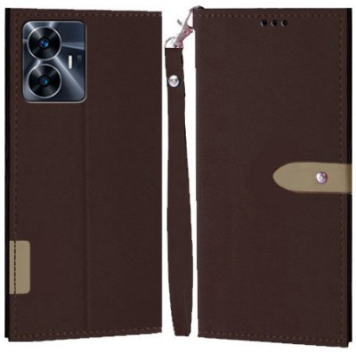 YAYAVAR Flip Cover for Realme C55, Realme Narzo N55(Brown, Grip Case, Pack of: 1)