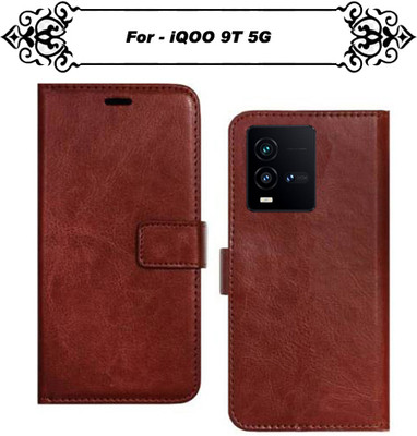 Asmart Flip Cover for iQOO 9T 5G(Brown, Pack of: 1)
