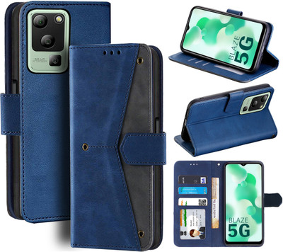 Unistuff Flip Cover for Lava Blaze 5G(Blue, Camera Bump Protector, Pack of: 1)