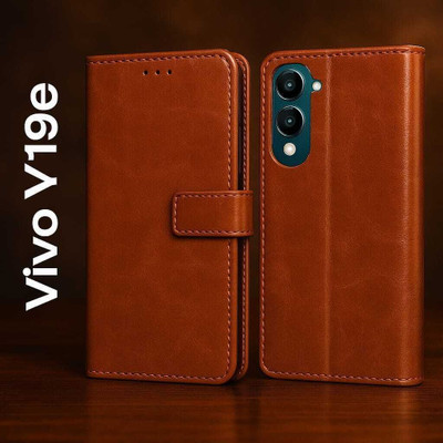 STARFLIP Flip Cover for STAR-FLIP Flip Cover for Vivo Y19e/Y04 4G/Y29s 5G Leather Finish(Brown, Magnetic Case, Pack of: 1)