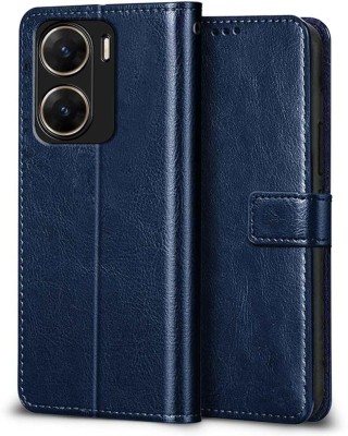 Surestuff Flip Cover for Vivo V29e 5G Flip Cover | Leather Finish | Inside Pockets(Blue, Dual Protection, Pack of: 1)